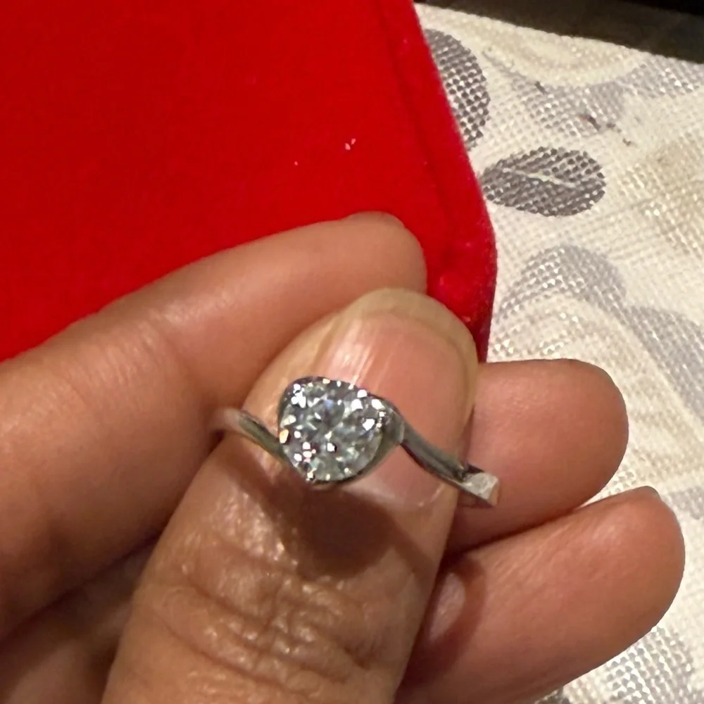 925 Sterling Silver Moissanite Heart Dainty Engagement Ring